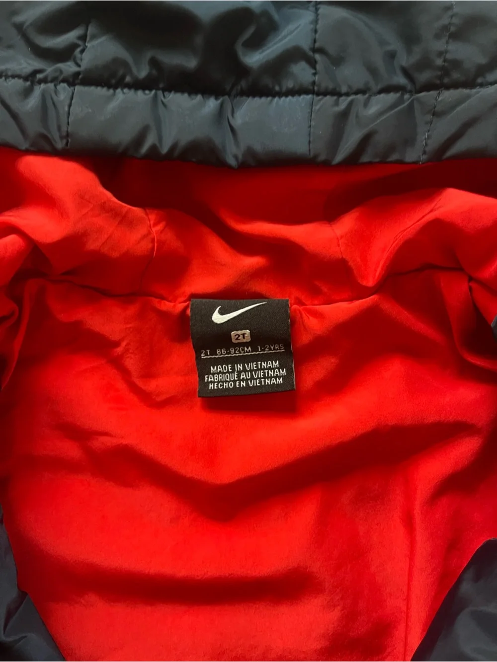 NIKE EUC/LN Navy Quilted Lightweight Insulated Hooded Puffer Jacket